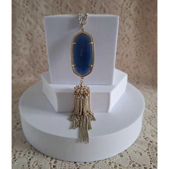 EUC Kendra Scott Rayne Long Pendant Necklace in Dark Blue - Picture 3 of 11
